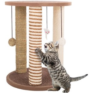 Pet Adobe 19.25-in Polyester Cat Scratching Post with Toys, Brown