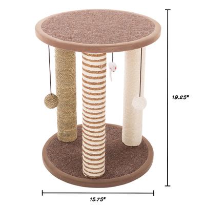 Show full view: Pet Adobe 19.25-in Polyester Cat Scratching Post with Toys, Brown slide 3 of 8