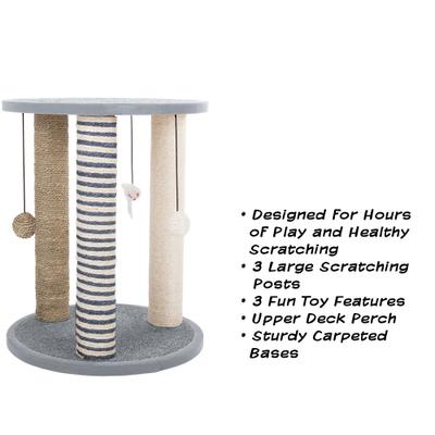 Show full view: Pet Adobe 19.25-in Polyester Cat Scratching Post with Toys, Gray slide 3 of 8