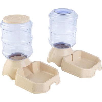 Pet Adobe Pet Adobe 2-Pack of 3.8L/1G Automatic Dog & Cat Feeders, Tan