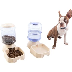 Pet Adobe 2-Pack of 3.8L/1G Automatic Dog & Cat Feeders, Tan
