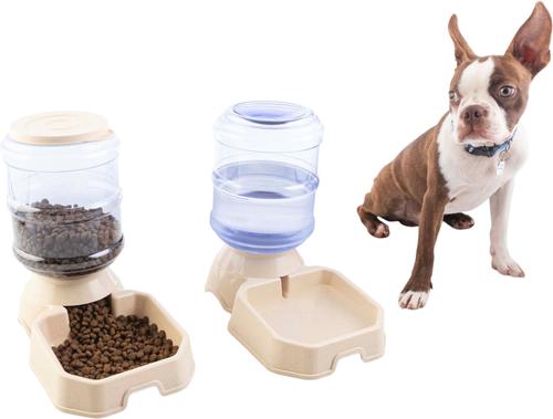 Show full view: Pet Adobe 2-Pack of 3.8L/1G Automatic Dog & Cat Feeders, Tan slide 6 of 7