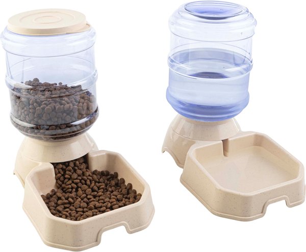 Pet Adobe 2-Pack of 3.8L/1G Automatic Dog & Cat Feeders, Tan