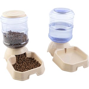 Pet Adobe 2-Pack of 3.8L/1G Automatic Dog & Cat Feeders, Tan