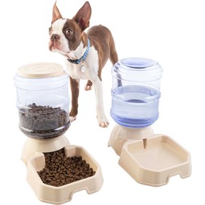 Pet Adobe 2-Pack of 3.8L/1G Automatic Dog & Cat Feeders, Tan