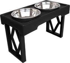 Pet Adobe 2 Pet Bowls with Adjustable Stand Dog & Cat Bowls, Black