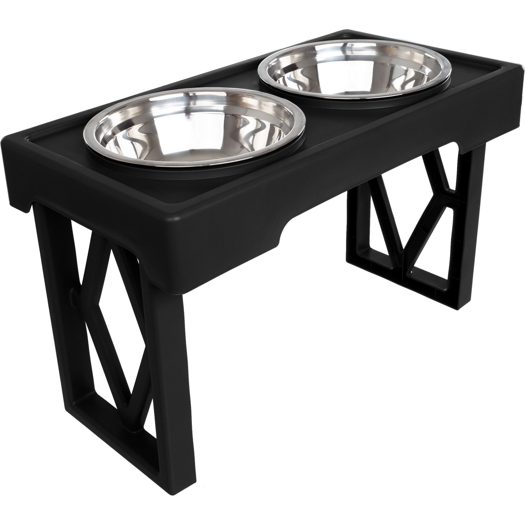 Pet Adobe 2 Pet Bowls with Adjustable Stand Dog & Cat Bowls, Black