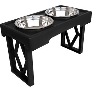 Pet Adobe 2 Pet Bowls with Adjustable Stand Dog & Cat Bowls, Black