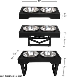 Pet Adobe 2 Pet Bowls with Adjustable Stand Dog & Cat Bowls, Black slide 2 of 5