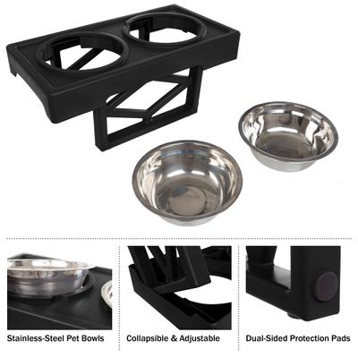 Show full view: Pet Adobe 2 Pet Bowls with Adjustable Stand Dog & Cat Bowls, Black slide 3 of 6