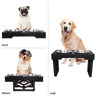 Show full view: Pet Adobe 2 Pet Bowls with Adjustable Stand Dog & Cat Bowls, Black slide 4 of 6