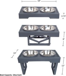 Pet Adobe 2 Pet Bowls with Adjustable Stand Dog & Cat Bowls, Gray slide 2 of 5