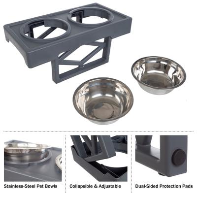 Show full view: Pet Adobe 2 Pet Bowls with Adjustable Stand Dog & Cat Bowls, Gray slide 6 of 6