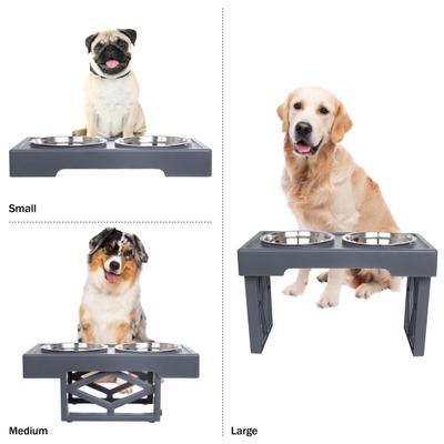Show full view: Pet Adobe 2 Pet Bowls with Adjustable Stand Dog & Cat Bowls, Gray slide 4 of 6