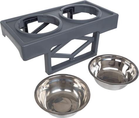 Show full view: Pet Adobe 2 Pet Bowls with Adjustable Stand Dog & Cat Bowls, Gray slide 3 of 6