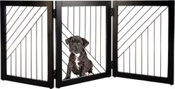 Pet Adobe 3-Panel Foldable Free Standing Wood Dog & Cat Gate, 23.6-in, Black slide 2 of 5