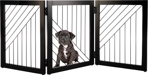Show full view: Pet Adobe 3-Panel Foldable Free Standing Wood Dog & Cat Gate, 23.6-in, Black slide 3 of 6