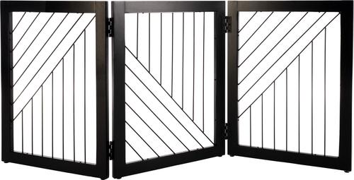 Show full view: Pet Adobe 3-Panel Foldable Free Standing Wood Dog & Cat Gate, 23.6-in, Black slide 2 of 6