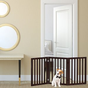 Pet Adobe 3-Panel Indoor Foldable Dog Gate, Brown