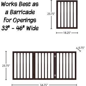 Pet Adobe 3-Panel Indoor Foldable Dog Gate, Brown