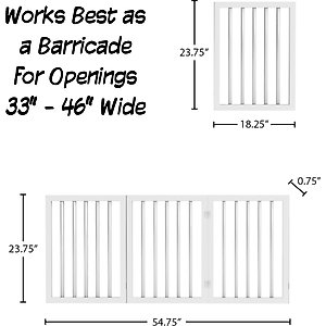 Pet Adobe 3-Panel Indoor Foldable Dog Gate, White