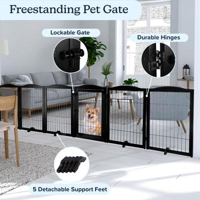 Show full view: Pet Adobe 6-Panel Foldable Dog & Cat Gate, Black slide 2 of 8