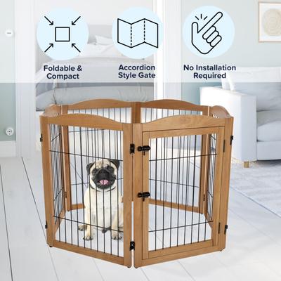 Show full view: Pet Adobe 6-Panel Foldable Dog & Cat Gate, Natural slide 3 of 8
