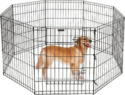 Pet Adobe 8-Panel Folding Metal Dog & Cat Playpen & Door, Black, Large