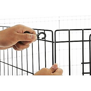 Pet Adobe 8-Panel Folding Metal Dog & Cat Playpen & Door, Black, Large