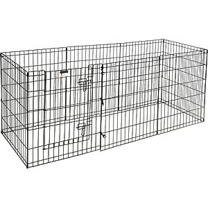 Pet Adobe 8-Panel Folding Metal Dog & Cat Playpen & Door, Black, Large