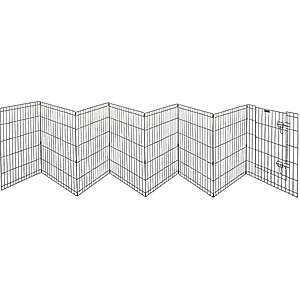 Pet Adobe 8-Panel Folding Metal Dog & Cat Playpen & Door, Black, Large