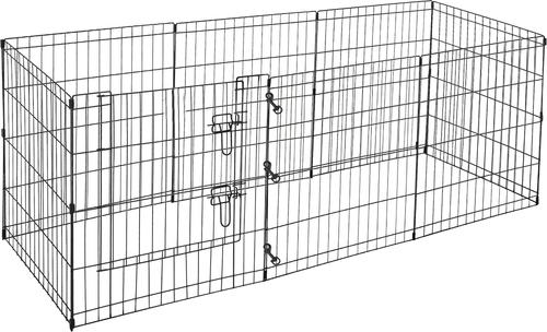 Show full view: Pet Adobe 8-Panel Folding Metal Dog & Cat Playpen & Door, Black Satin, Small slide 5 of 8