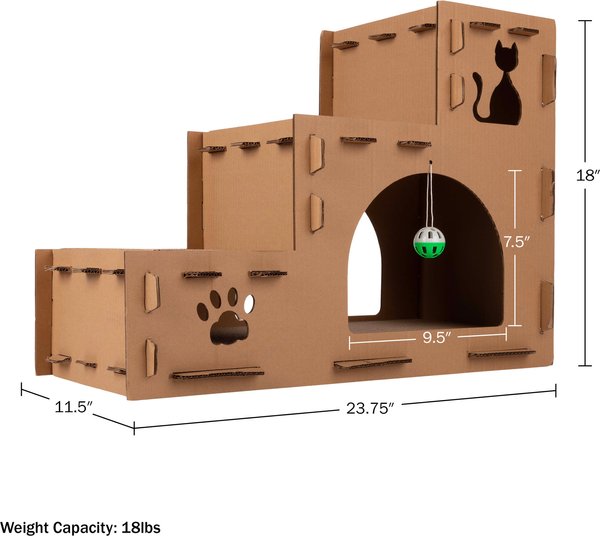 Show full view: Pet Adobe Cardboard Indoor Cat House with Scratching Pads, Brown, 23.75 x 11.5 x 18-in slide 7 of 8