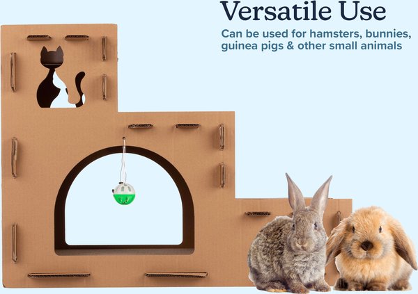 Show full view: Pet Adobe Cardboard Indoor Cat House with Scratching Pads, Brown, 23.75 x 11.5 x 18-in slide 6 of 8