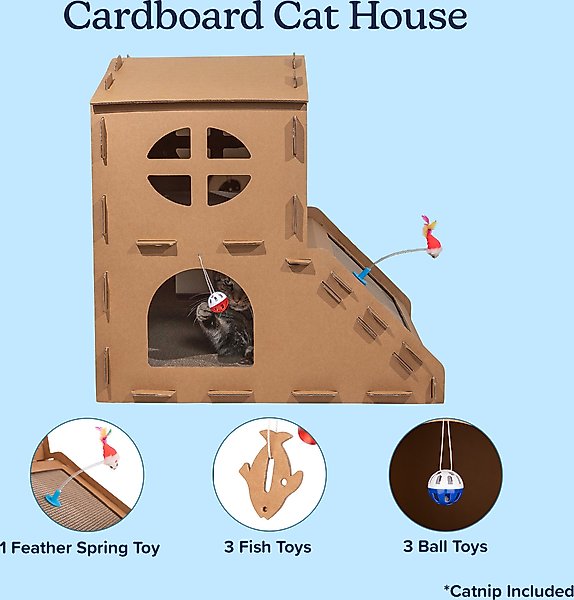 Show full view: Pet Adobe Cardboard Indoor Cat House with Scratching Pads, Brown, 26 x 20 x 26-in slide 5 of 7