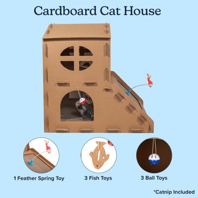 Show full view: Pet Adobe Cardboard Indoor Cat House with Scratching Pads, Brown, 26 x 20 x 26-in slide 5 of 7