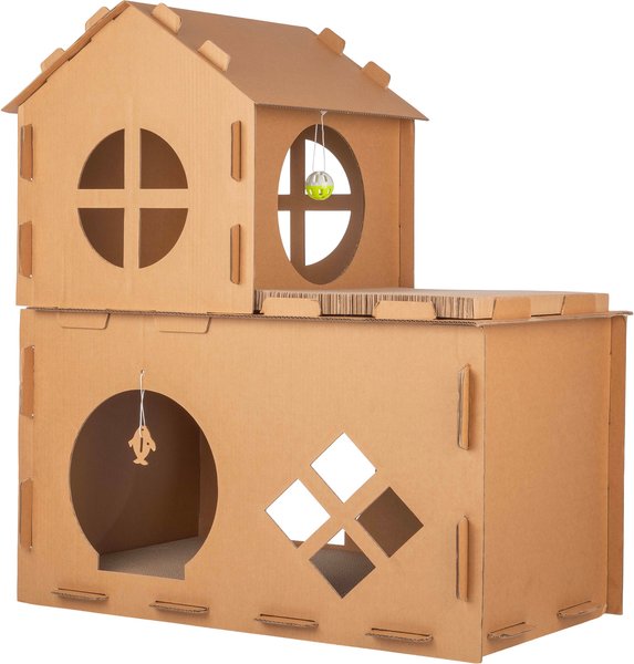 Show full view: Pet Adobe Cardboard Indoor Cat House with Scratching Pads, Brown, 27 x 16 x 31-in slide 1 of 8