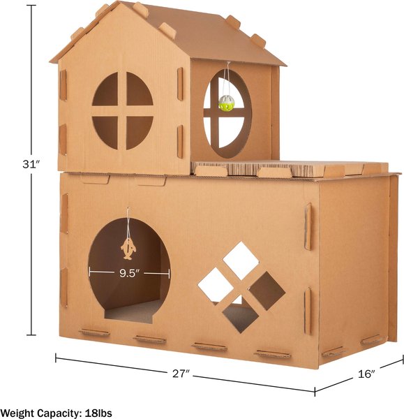 Show full view: Pet Adobe Cardboard Indoor Cat House with Scratching Pads, Brown, 27 x 16 x 31-in slide 7 of 8