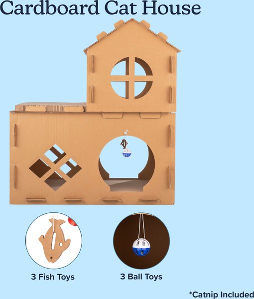 Show full view: Pet Adobe Cardboard Indoor Cat House with Scratching Pads, Brown, 27 x 16 x 31-in slide 5 of 8