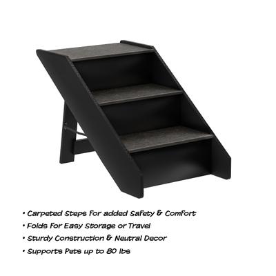 Show full view: Pet Adobe Carpeted Folding Dog & Cat Steps, Dark Gray, 3 Step slide 3 of 8