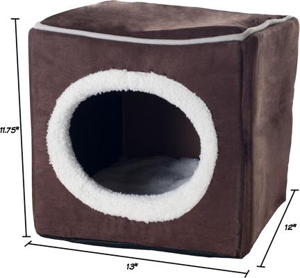 Show full view: Pet Adobe Cozy Cave Covered Dog Bed, Dark Brown slide 3 of 9