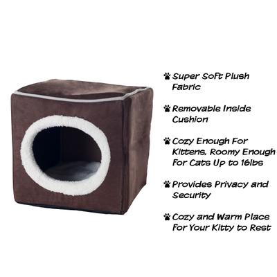 Show full view: Pet Adobe Cozy Cave Covered Dog Bed, Dark Brown slide 4 of 9