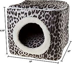 Pet Adobe Cozy Cave Covered Dog Bed, Gray Animal Print slide 2 of 7
