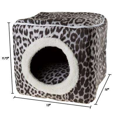 Show full view: Pet Adobe Cozy Cave Covered Dog Bed, Gray Animal Print slide 3 of 9