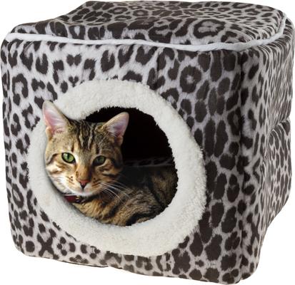 Show full view: Pet Adobe Cozy Cave Covered Dog Bed, Gray Animal Print slide 5 of 9