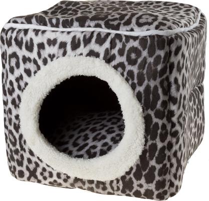 Show full view: Pet Adobe Cozy Cave Covered Dog Bed, Gray Animal Print slide 8 of 9