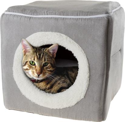 Show full view: Pet Adobe Cozy Cave Covered Dog Bed, Gray slide 4 of 8