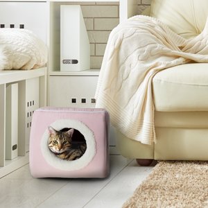 Pet Adobe Cozy Cave Covered Dog Bed, Pink
