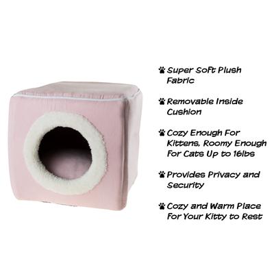Show full view: Pet Adobe Cozy Cave Covered Dog Bed, Pink slide 3 of 8