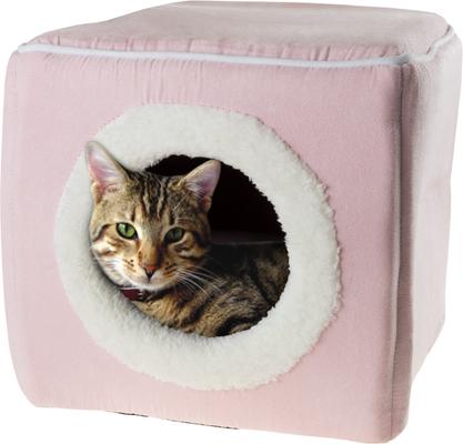 Show full view: Pet Adobe Cozy Cave Covered Dog Bed, Pink slide 4 of 8